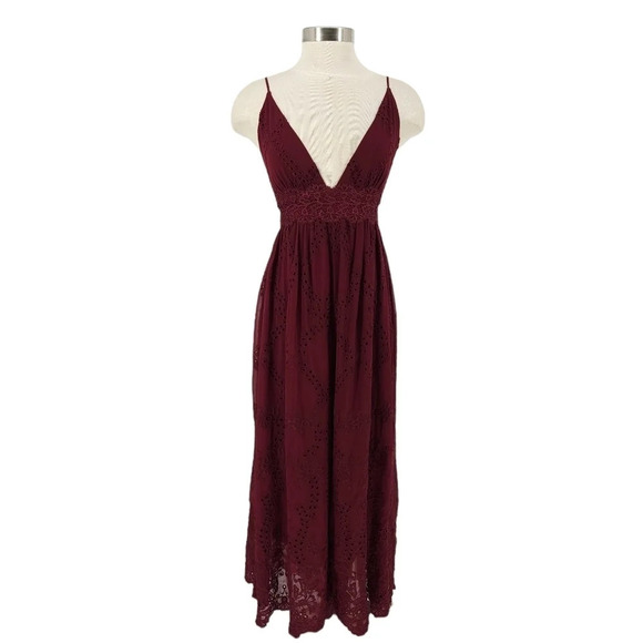 Gianni Bini Pants - Gianni Bini Pants Romper Burgundy Lace Sleeveless Deep V Neck One Piece Jumpsuit